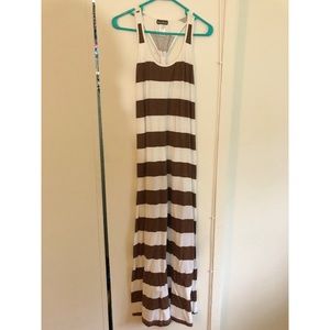 Brown Striped Maxi Dress